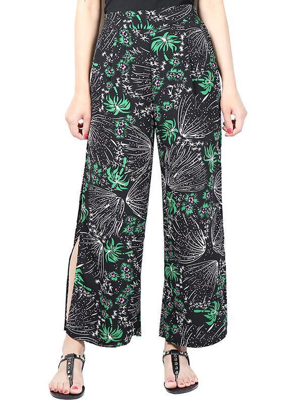 Pretty Chiffon Floral Split-Side Wide Leg Long Pant