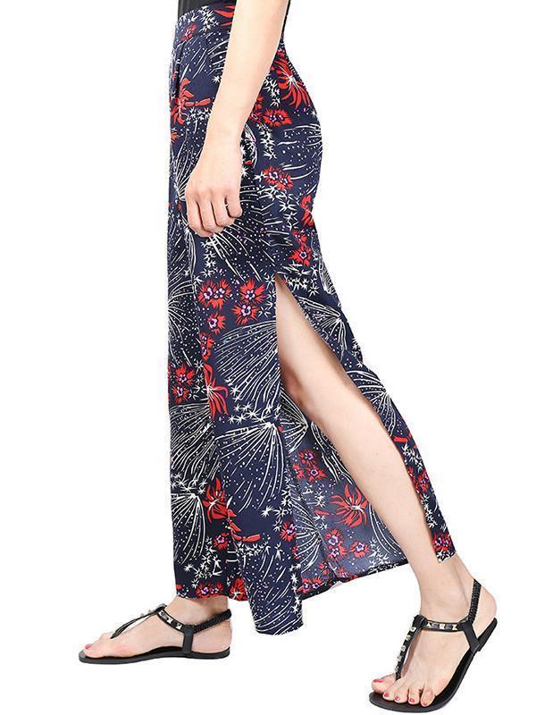 Pretty Chiffon Floral Split-Side Wide Leg Long Pant