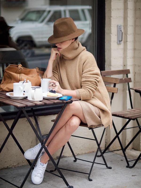 Knitting High-Neck Loose Sweater Tops