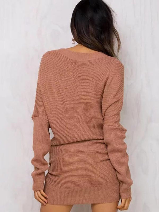 Knitting V-Neck Long Sweater Tops