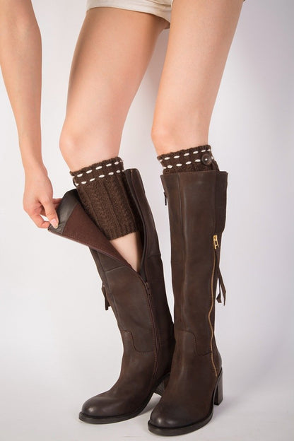 Boot Cuff Thick Short-Sleeved Thick Thick Bamboo Knit Wool Yarn Socks - 6