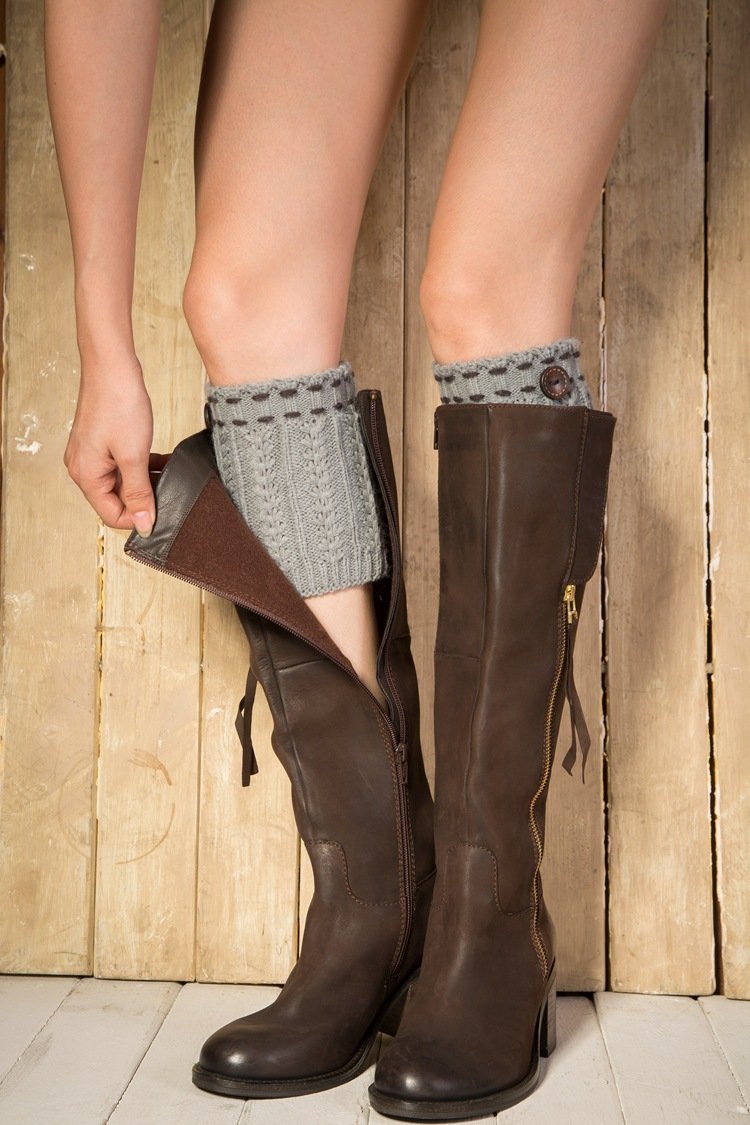 Boot Cuff Thick Short-Sleeved Thick Thick Bamboo Knit Wool Yarn Socks - 6