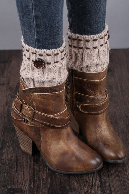 Boot Cuff Thick Short-Sleeved Thick Thick Bamboo Knit Wool Yarn Socks - 6