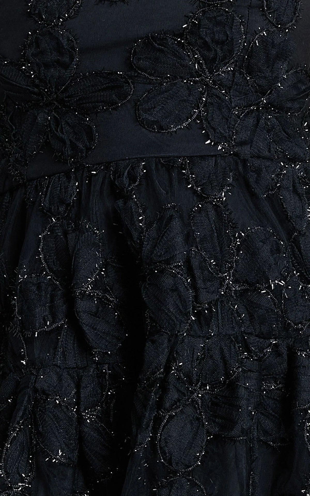 Marzy Mini Dress - Strapless Floral Detail Lace Fit And Flare Dress In Black