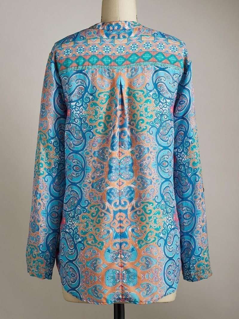 Floral Print Top Sexy V-Neck Long Sleeve Loose Casual Women Street Autumn Top