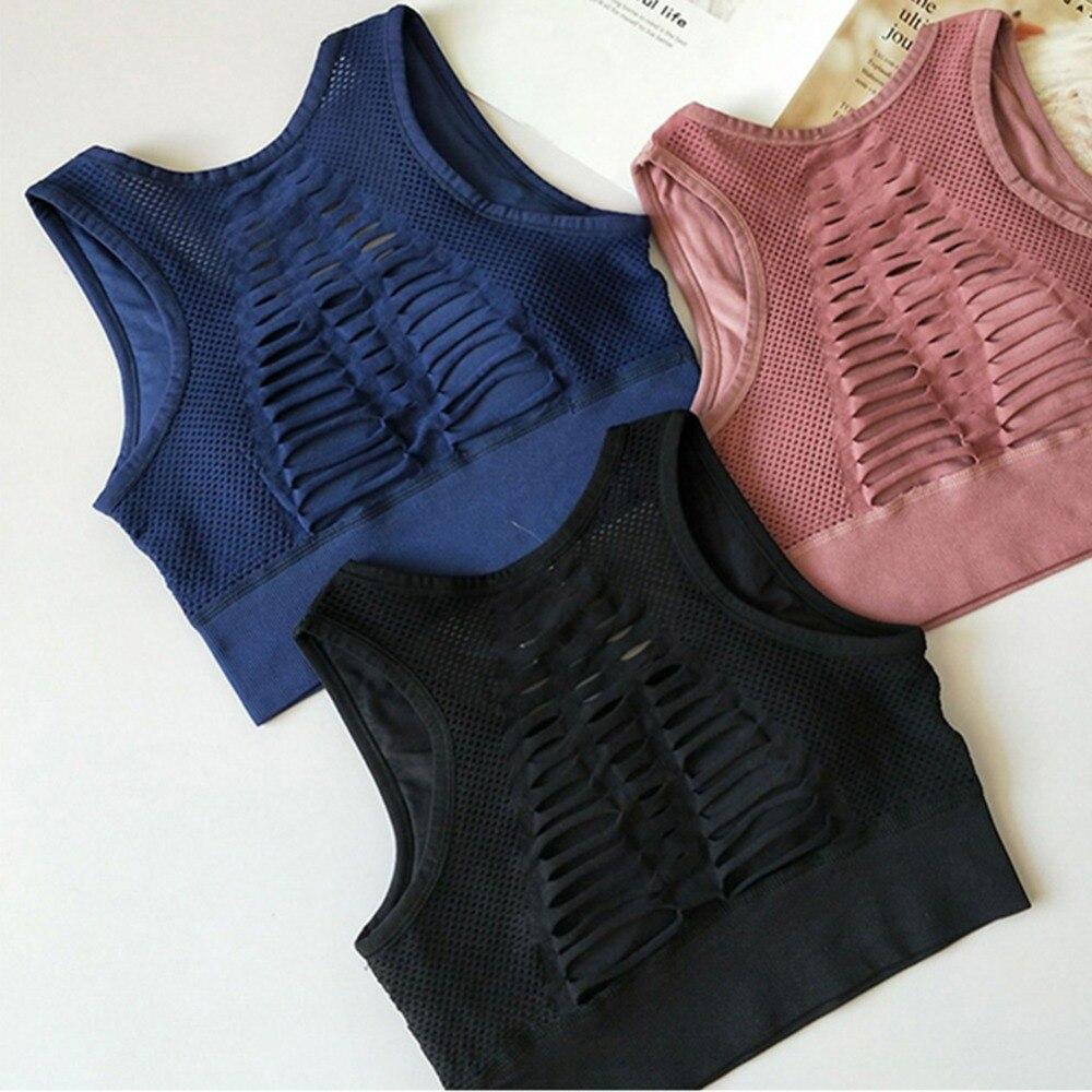 Seamless Shockproof Sports Bra  Fitness Women Running Crop Tops Workout Padded Yoga Mesh Breathable Quick-Drying Underwear