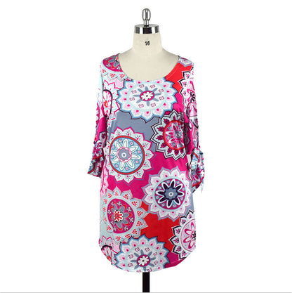 Women'S Cotton Plus Size Dress Sexy Party Off Shoulder O Neck Mini Dress