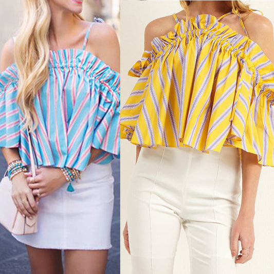 Women Blouse Fashion Female Ladies Clothing Womens Elegent Summer Autumn Cold Shoulder Cute Top Shirt Top