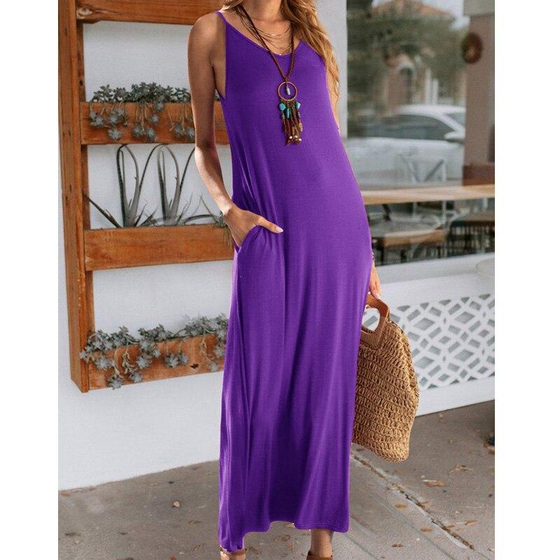 New Fashion Summer Solid Color Beach Maxi Dress