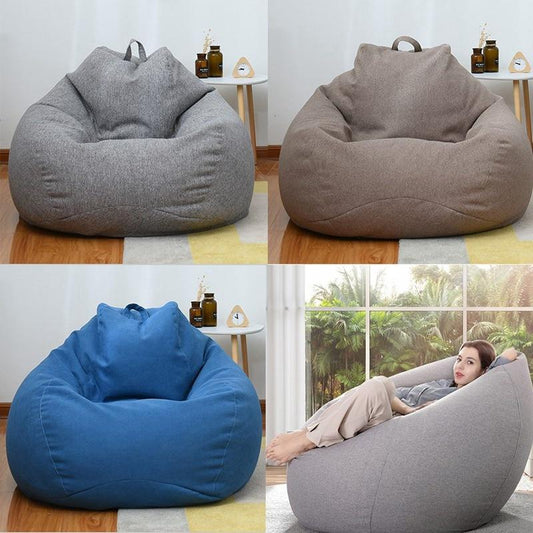 New Large Small Lazy Sofas Cover Chairs Without Filler Linen Cloth Lounger Seat Bean Bag Pouf Puff Couch Tatami Living Room