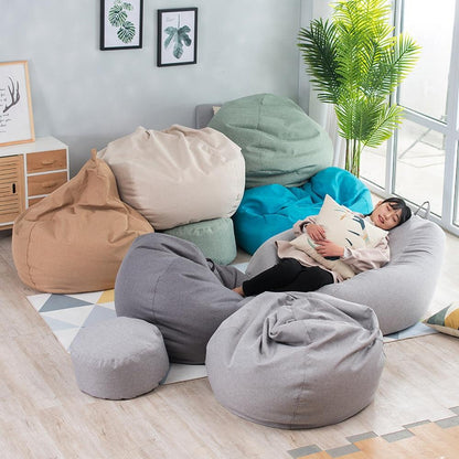 New Large Small Lazy Sofas Cover Chairs Without Filler Linen Cloth Lounger Seat Bean Bag Pouf Puff Couch Tatami Living Room