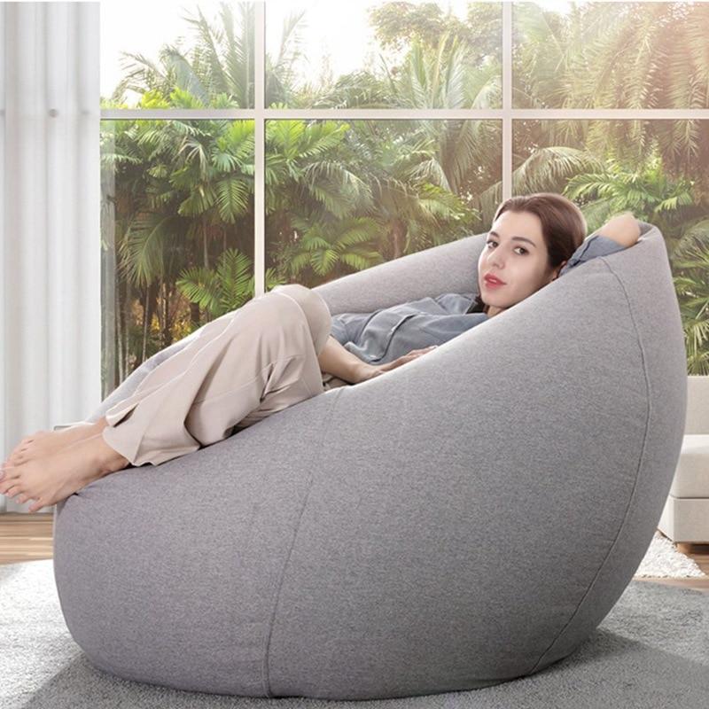 New Large Small Lazy Sofas Cover Chairs Without Filler Linen Cloth Lounger Seat Bean Bag Pouf Puff Couch Tatami Living Room