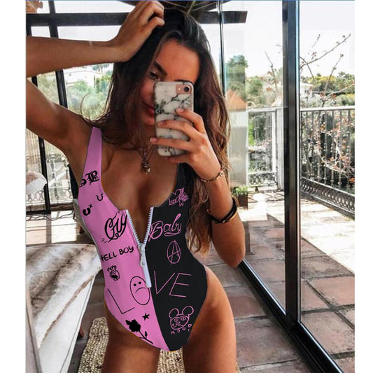 2021 Striped Swimwear One Piece Swimsuit Women Backless Monokini Swimsuit Sport Bodysuit Beach Bathing Suit Swim Red White