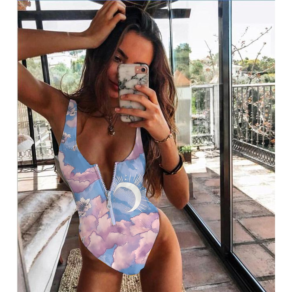 2021 Striped Swimwear One Piece Swimsuit Women Backless Monokini Swimsuit Sport Bodysuit Beach Bathing Suit Swim Red White