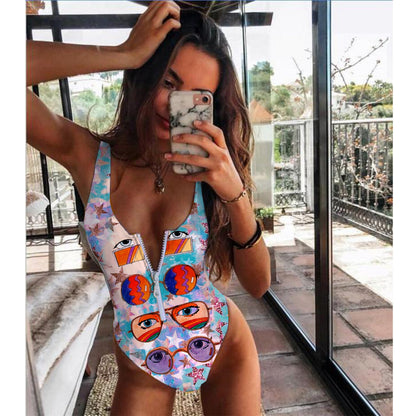 2021 Striped Swimwear One Piece Swimsuit Women Backless Monokini Swimsuit Sport Bodysuit Beach Bathing Suit Swim Red White