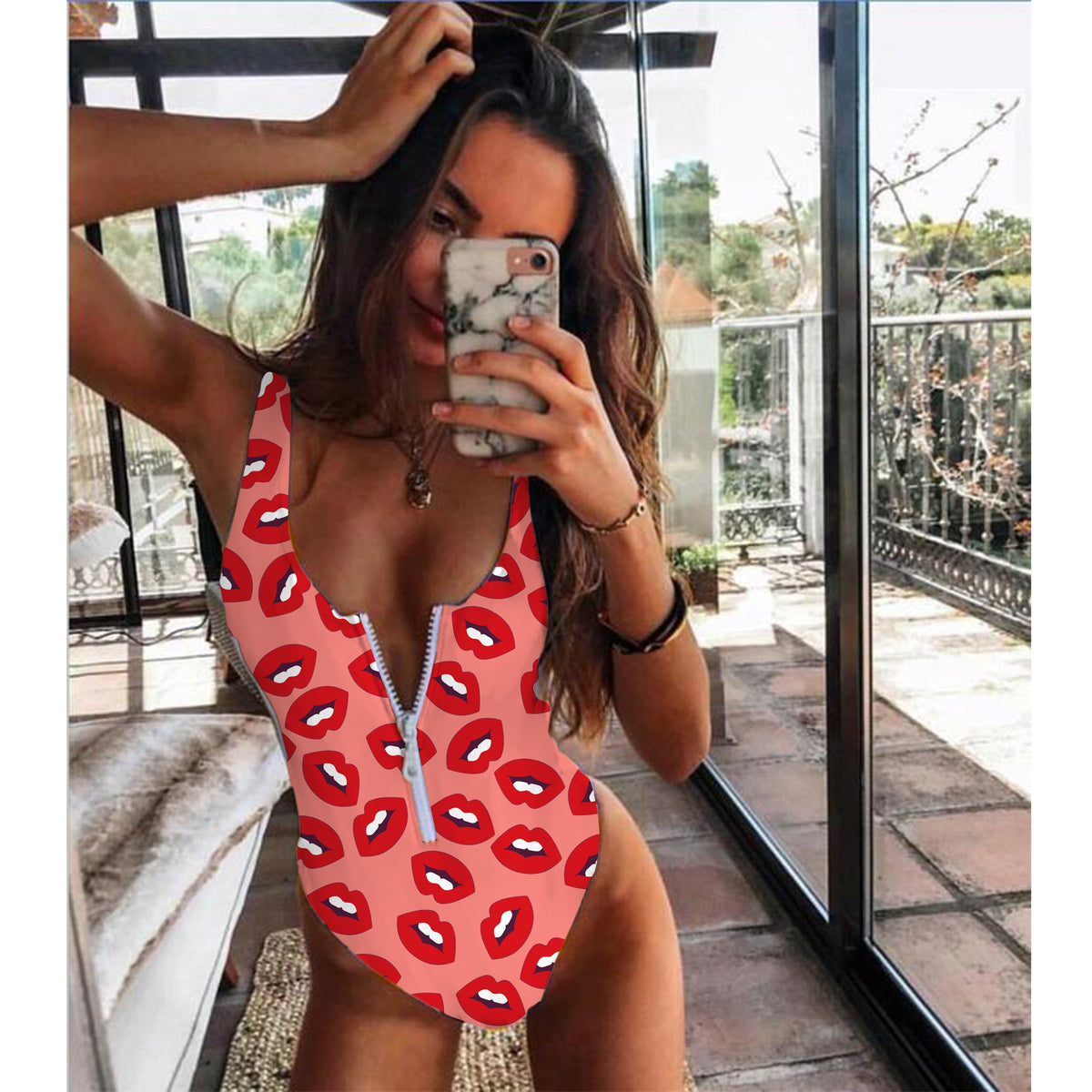 2021 Striped Swimwear One Piece Swimsuit Women Backless Monokini Swimsuit Sport Bodysuit Beach Bathing Suit Swim Red White