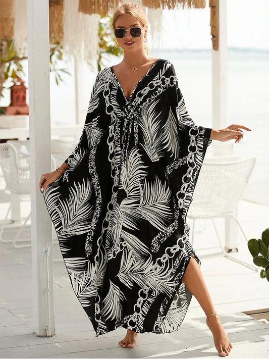 2023 Sexy Zebra Striped Bikini Cover-Ups Casual Autumn Winter Side Split Beach Dress Women Beach Wear Swim Suit Cover Up Q1297