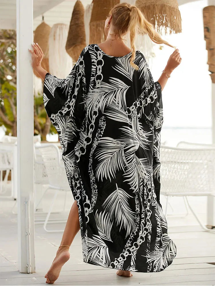 2023 Sexy Zebra Striped Bikini Cover-Ups Casual Autumn Winter Side Split Beach Dress Women Beach Wear Swim Suit Cover Up Q1297