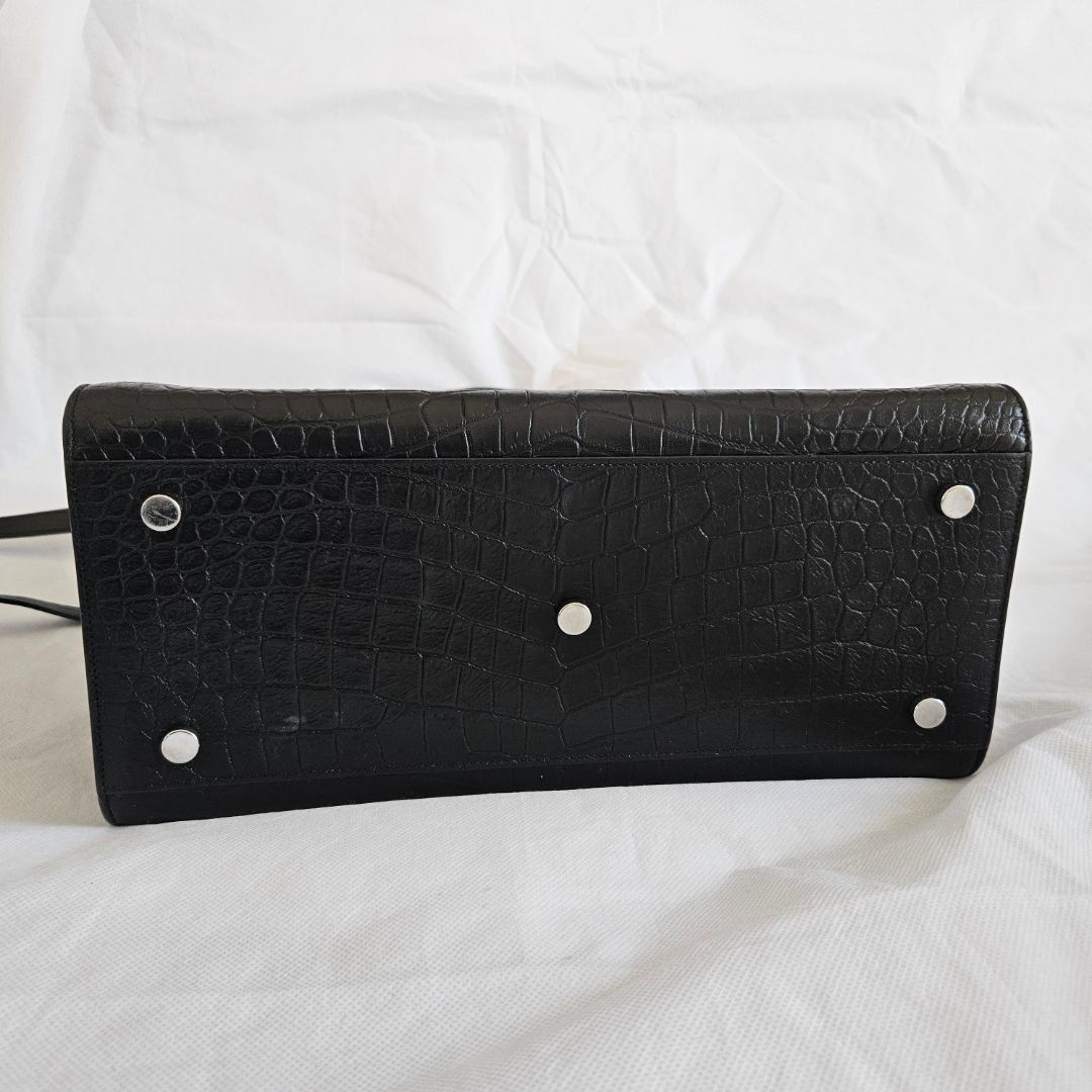 Saint Laurent Sac de Jour Tote Black Croc Embossed Bag