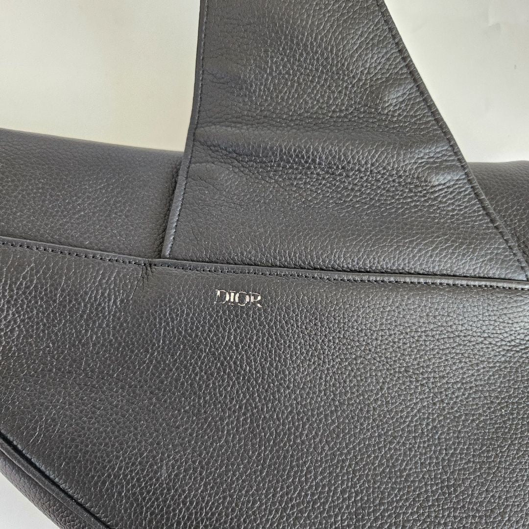 Dior Black Leather Saddle Shoulder Bag for Men