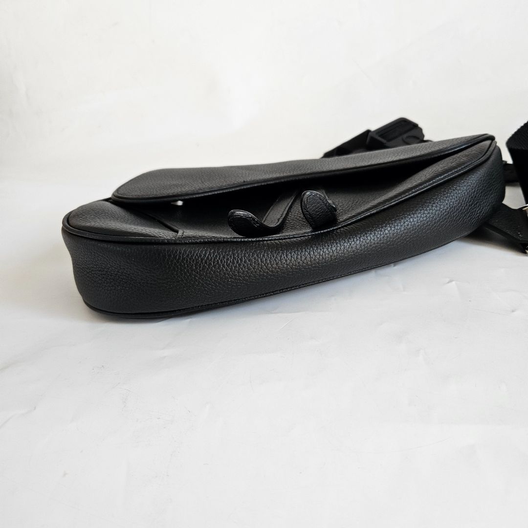 Dior Black Leather Saddle Shoulder Bag for Men