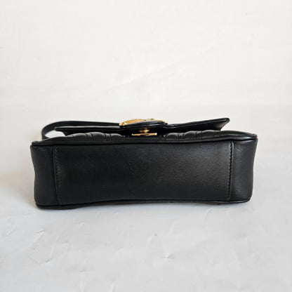Gucci Black Calfskin Matelasse Small GG Marmont Shoulder Bag