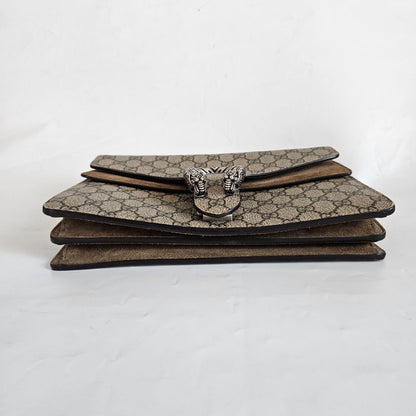 Gucci Beige GG Supreme Canvas and Suede Dionysus Shoulder Bag