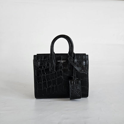 Saint Laurent Toy Sac De Jour Bag in Crocodile Embossed Leather