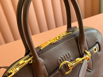 Briarwood Aventure Nappa Leather Top-handle Bag 33cm Chocolate 231061
