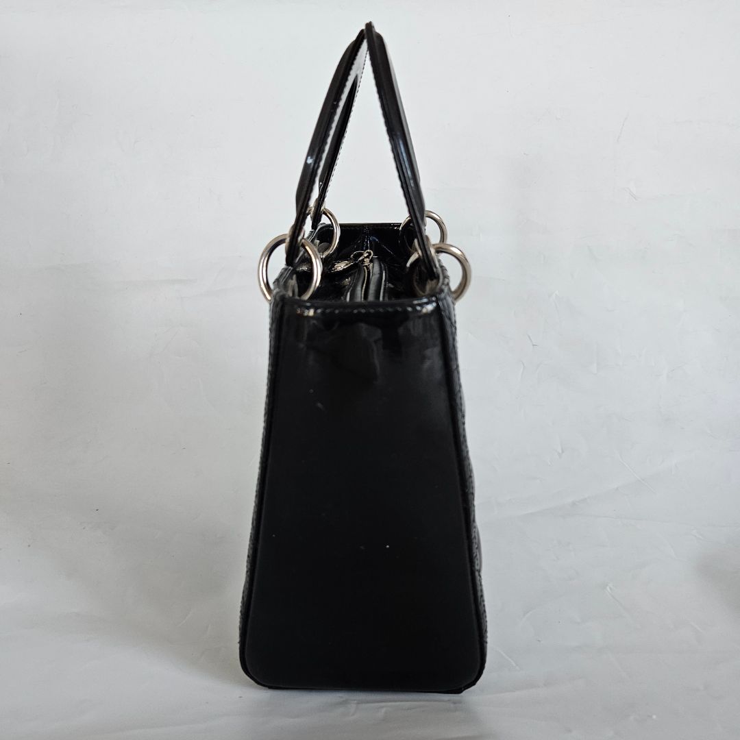 Dior black patent leather medium lady Dior bag