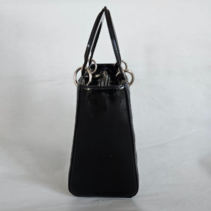 Dior black patent leather medium lady Dior bag