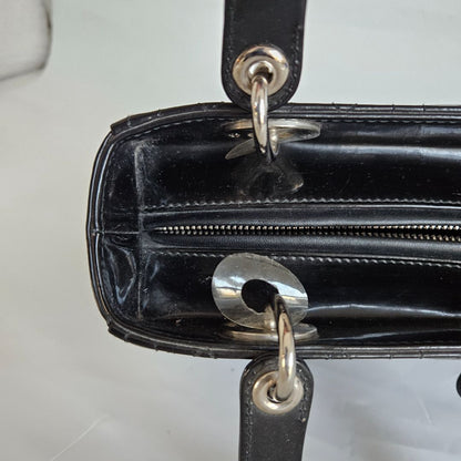 Dior black patent leather medium lady Dior bag