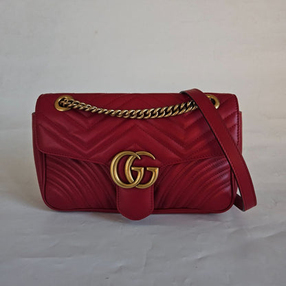 Gucci GG Marmont leather red shoulder bag
