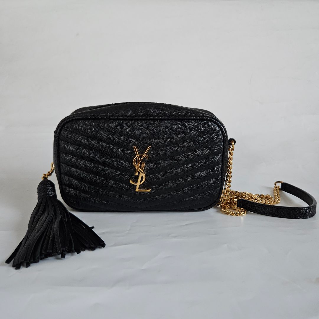 Saint Laurent Black Leather Lou Handbag