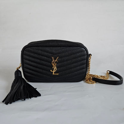 Saint Laurent Black Leather Lou Handbag