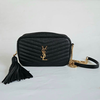 Saint Laurent Black Leather Lou Handbag