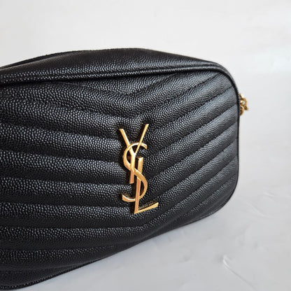 Saint Laurent Black Leather Lou Handbag