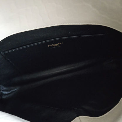 Saint Laurent Large Cassandre Envelope Pouch in white Lambskin Leather