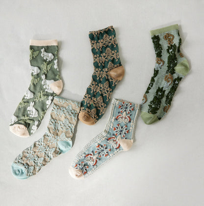 Rufia - Retro Embossed Women's Socks