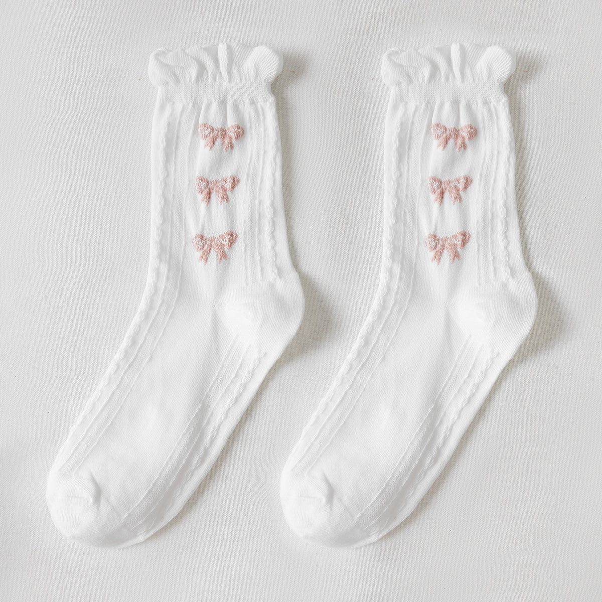 Rufia - White Rolled Edge Socks for Women