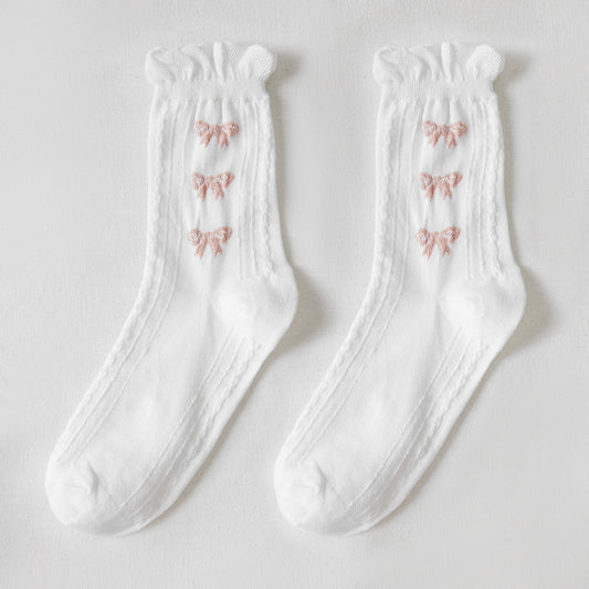 Rufia - White Rolled Edge Socks for Women