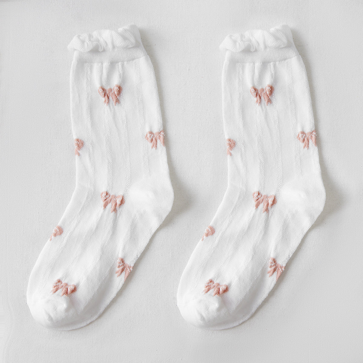 Rufia - White Rolled Edge Socks for Women