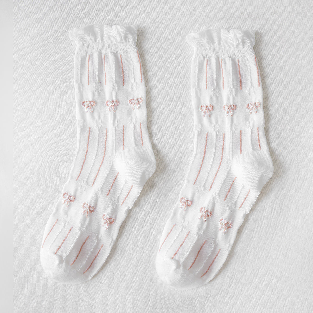 Rufia - White Rolled Edge Socks for Women