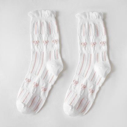 Rufia - White Rolled Edge Socks for Women