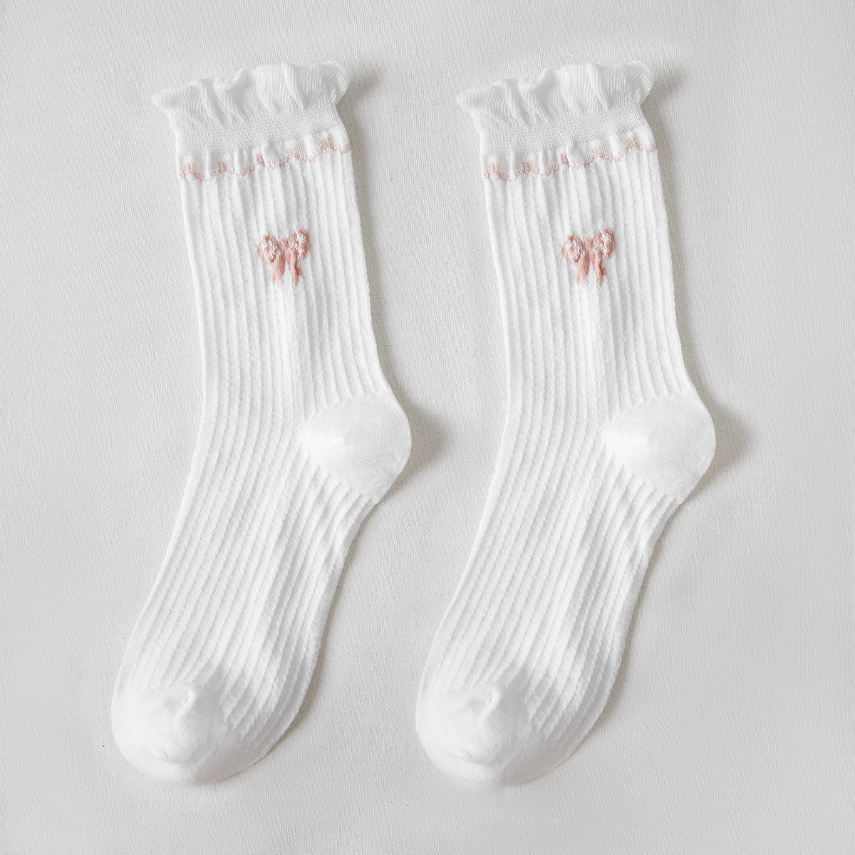 Rufia - White Rolled Edge Socks for Women
