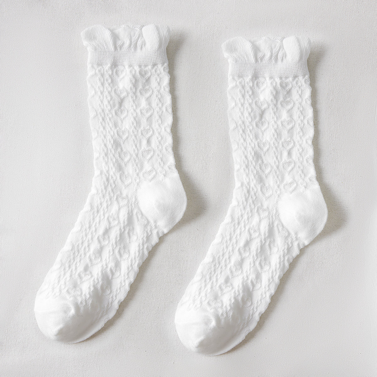 Rufia - White Rolled Edge Socks for Women