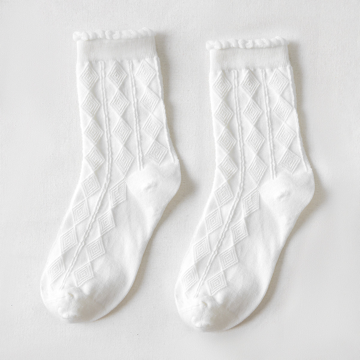 Rufia - White Rolled Edge Socks for Women