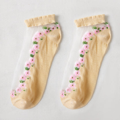 Rufia - Floral Short Ankle Sheer Socks