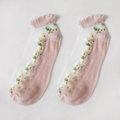 Rufia - Floral Short Ankle Sheer Socks