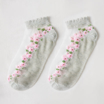 Rufia - Floral Short Ankle Sheer Socks